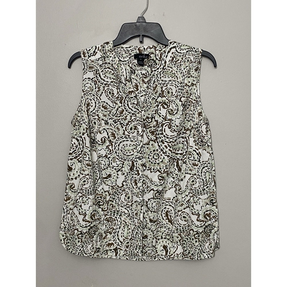 Womens Sleeveless Top Size Medium Lightweight‎ Paisley Button Down Resort Wear